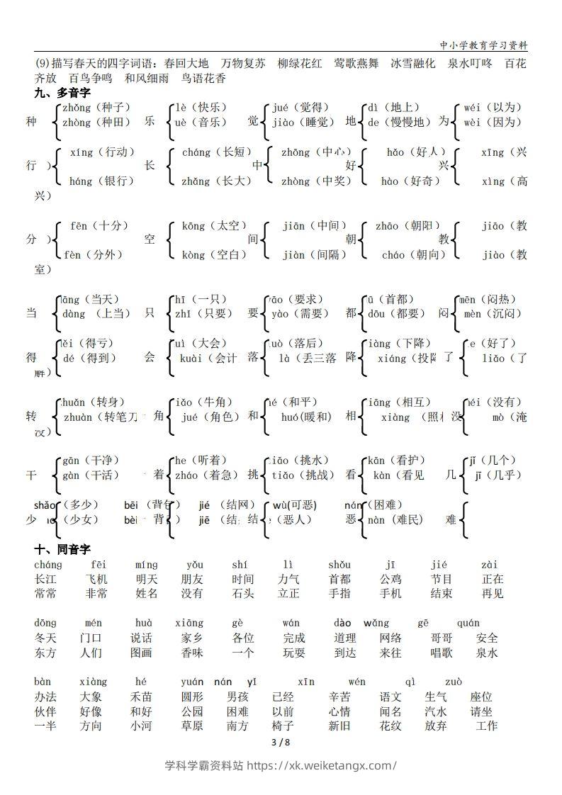图片[3]-一年级语文下册复习资料(全面、经典)-学科学霸资料站