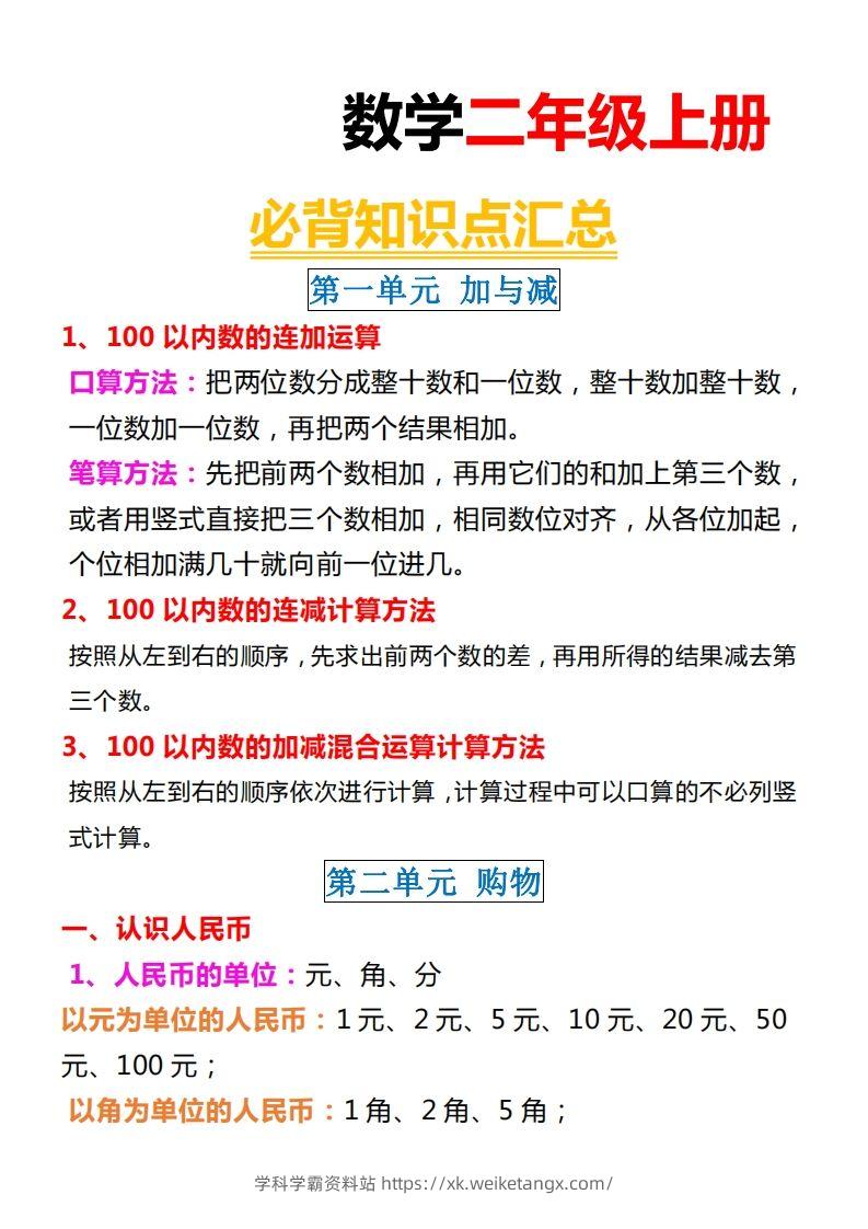 【北师大】二上数学重点知识点汇总预习-学科学霸资料站