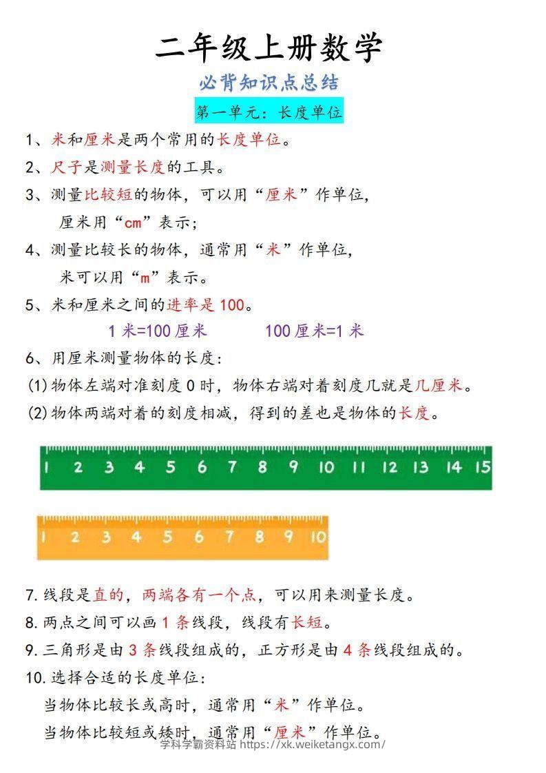 图片[3]-【二上】数学必背汇总-学科学霸资料站