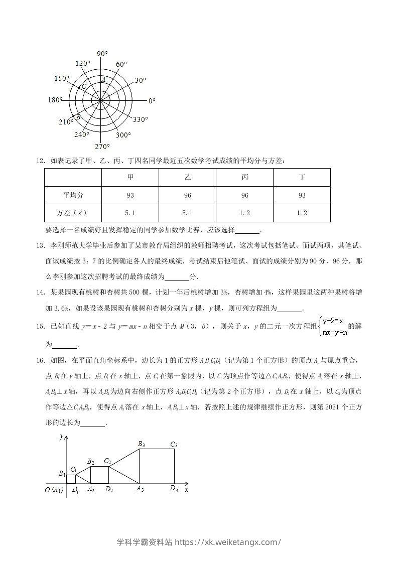 图片[3]-2020-2021学年辽宁省锦州市八年级上学期期末数学试题及答案(Word版)-学科学霸资料站