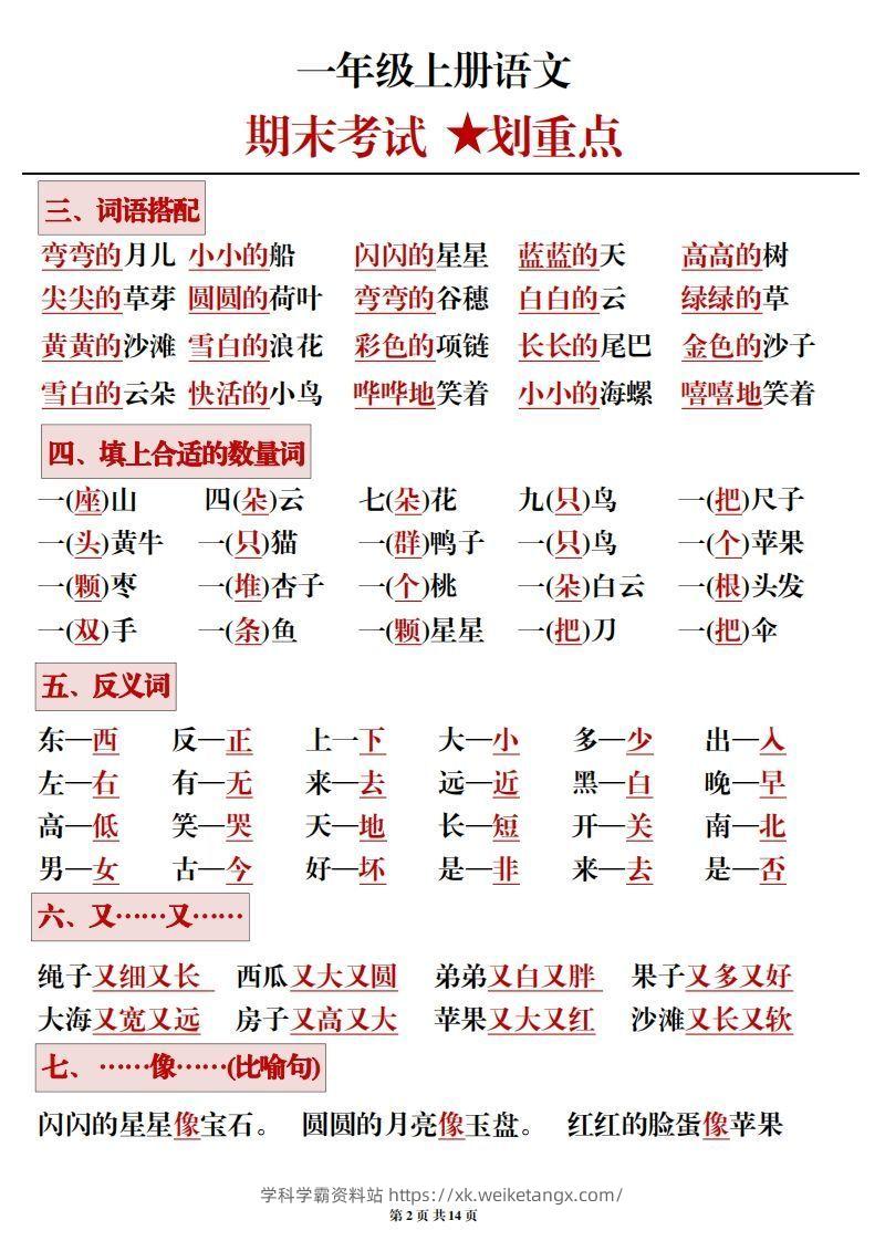 图片[2]-一年级上册语文期末考试划重点-学科学霸资料站
