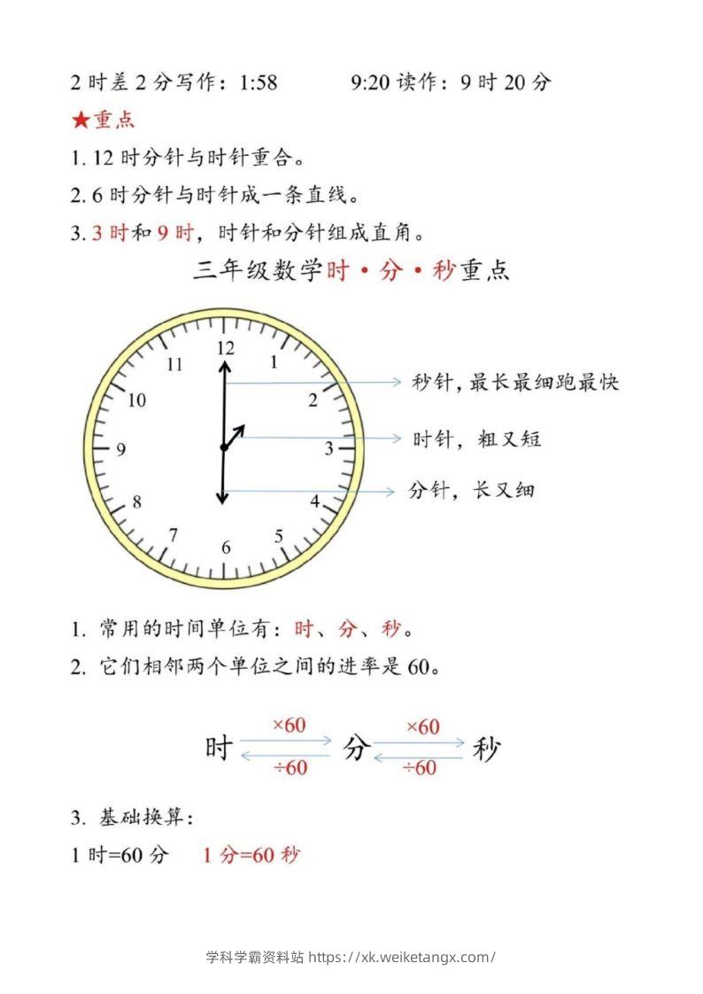 图片[3]-【二上数学】重难点认识时间钟表k-学科学霸资料站