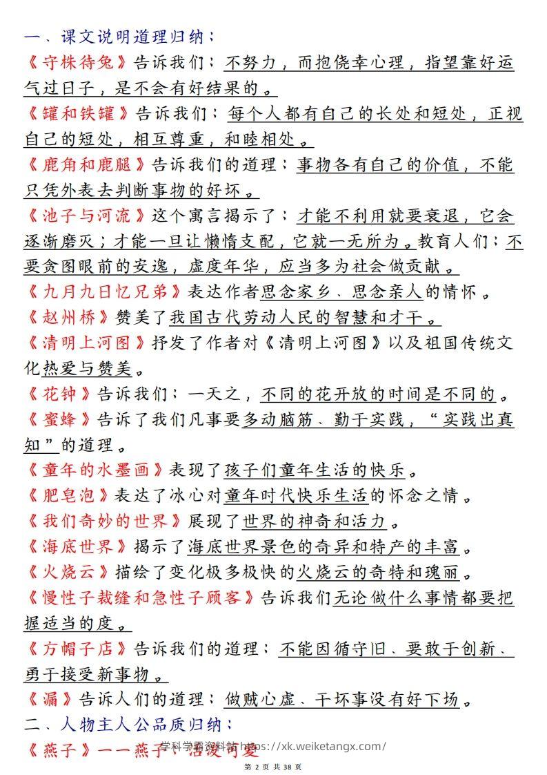 图片[2]-期末复习重点知识汇总三下语文-学科学霸资料站