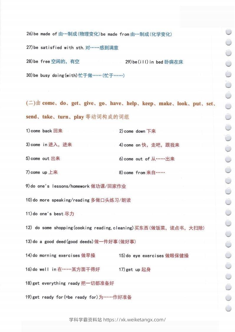 图片[2]-小学英语常用必考词组大全（含动词介词量词等其他词组）共11页-学科学霸资料站