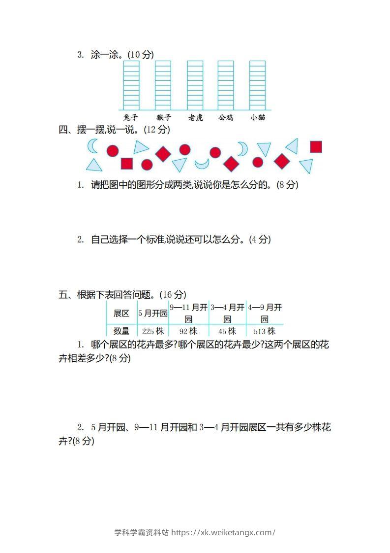 图片[2]-二（下）青岛版数学第九单元检测卷.2（54制）-学科学霸资料站