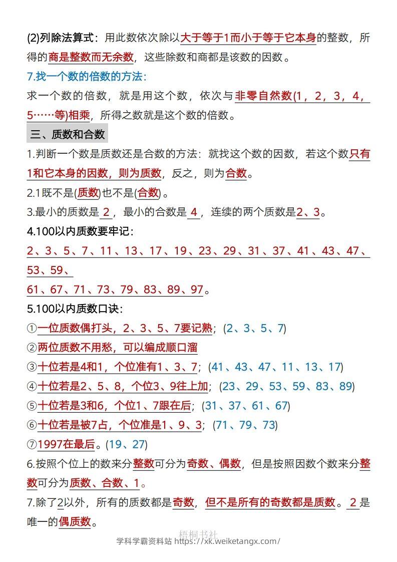 图片[2]-数学五年级下册必背知识点汇总-学科学霸资料站