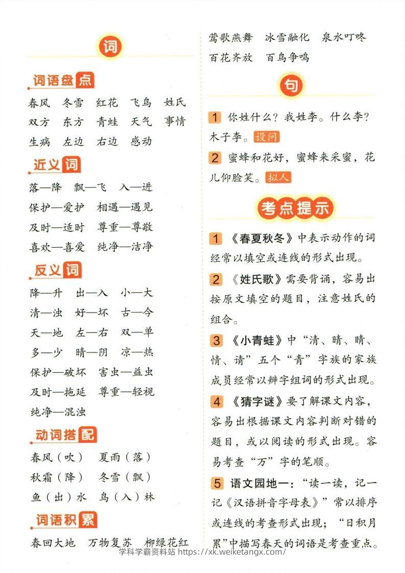 图片[2]-❤一年级下册语文单元总结-学科学霸资料站