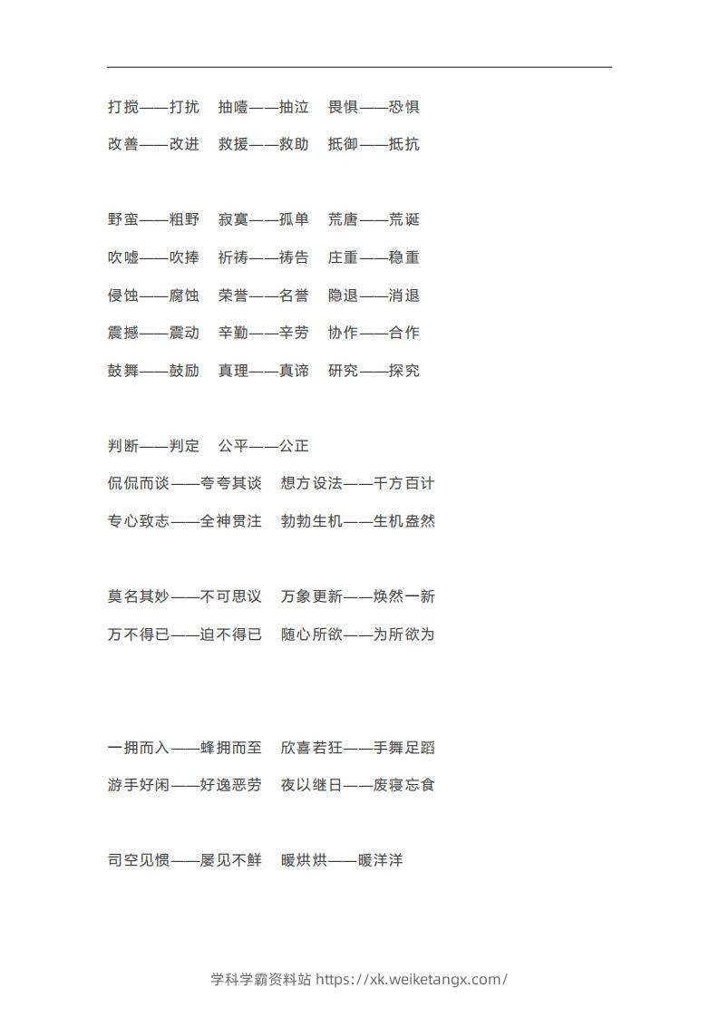 图片[2]-六年级语文下册近义词反义词汇总（部编版）-学科学霸资料站