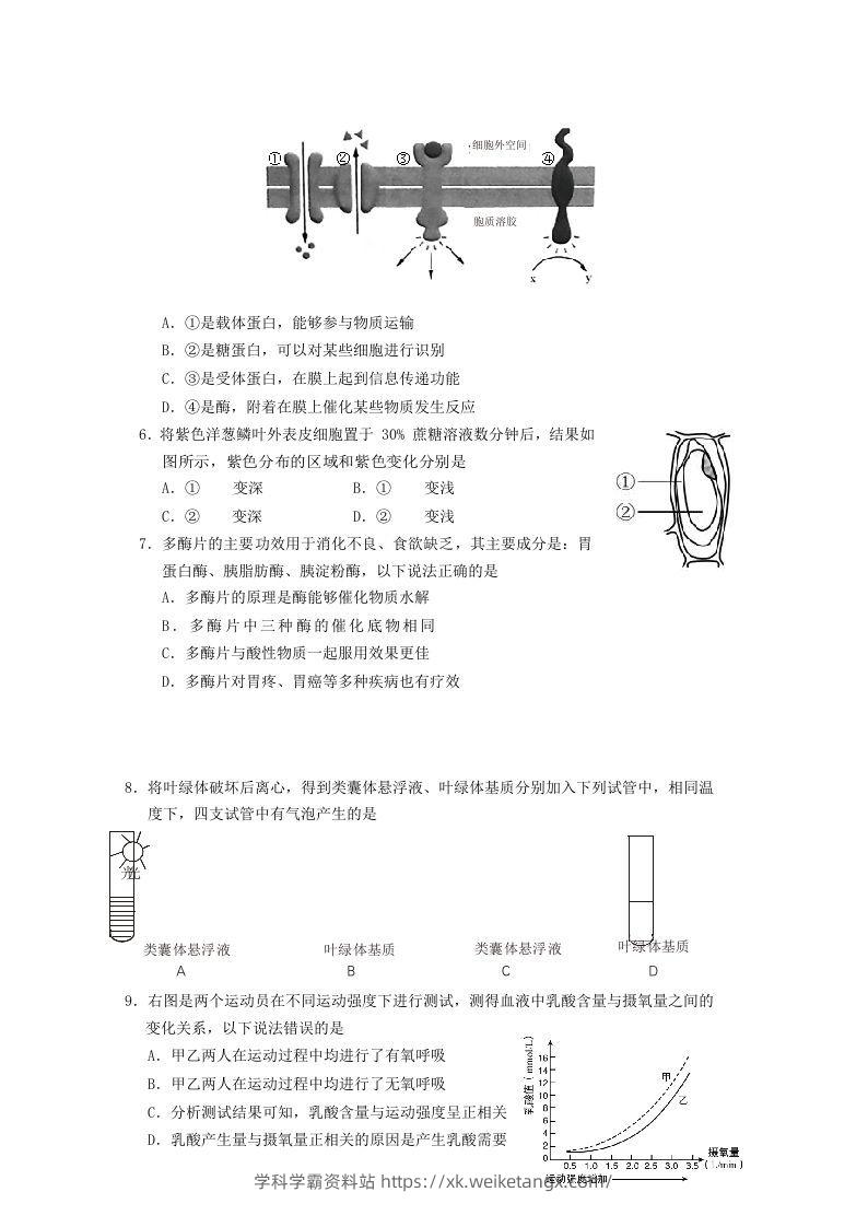 图片[2]-2019-2020年北京市房山区高二生物下学期期末试题及答案(Word版)-学科学霸资料站