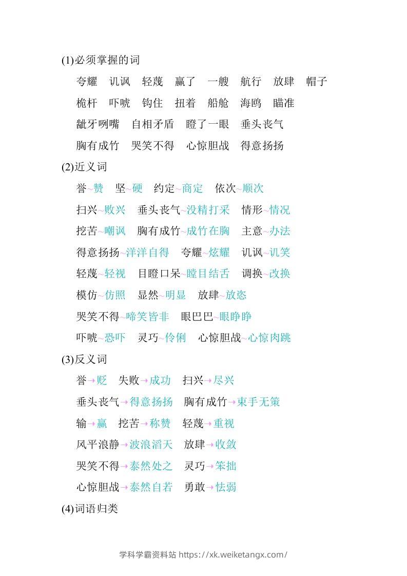 图片[2]-五年级语文下册05.第六单元知识小结（部编版）-学科学霸资料站