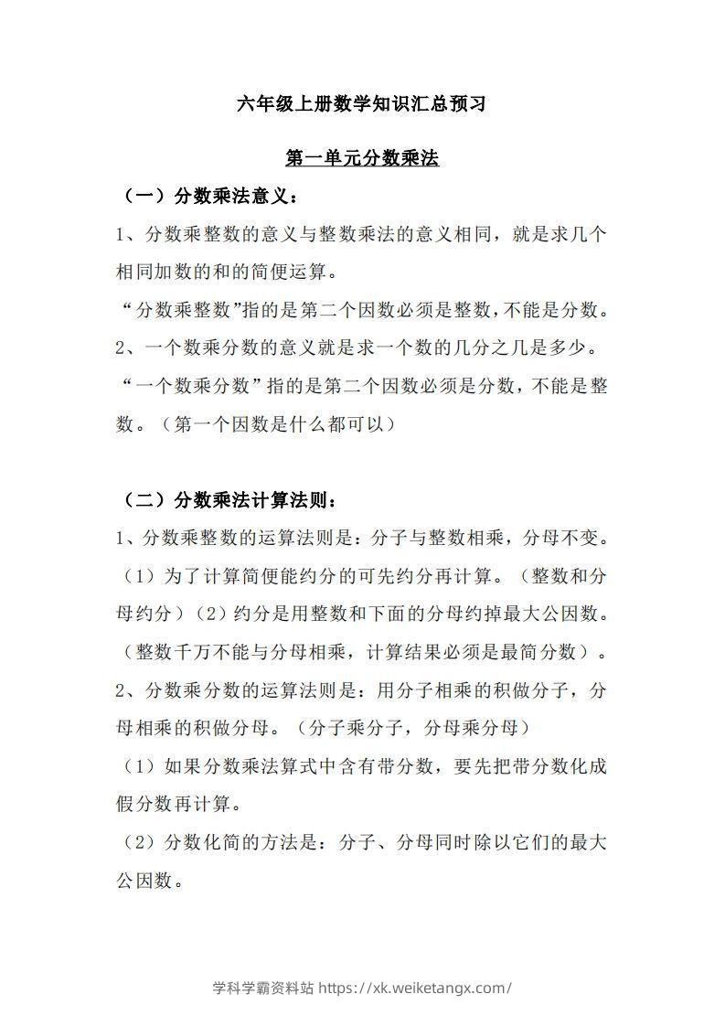【六上】数学必背汇总-学科学霸资料站